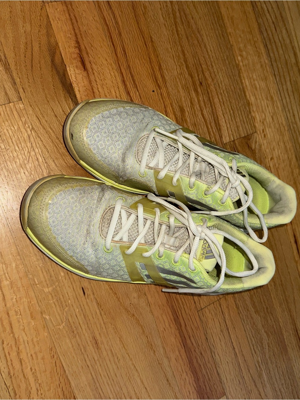 adidas Women's Lace-Up Tennis Shoes in Light Green and Cream